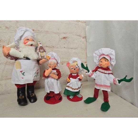 4 Annalee Santa Gingerbread House Elf Mouse Chef Christmas Bakers Dolls - Picture 1 of 6